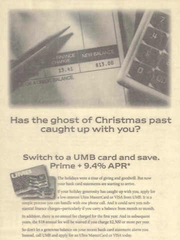 UMB Ghost of Christmas Past print ad