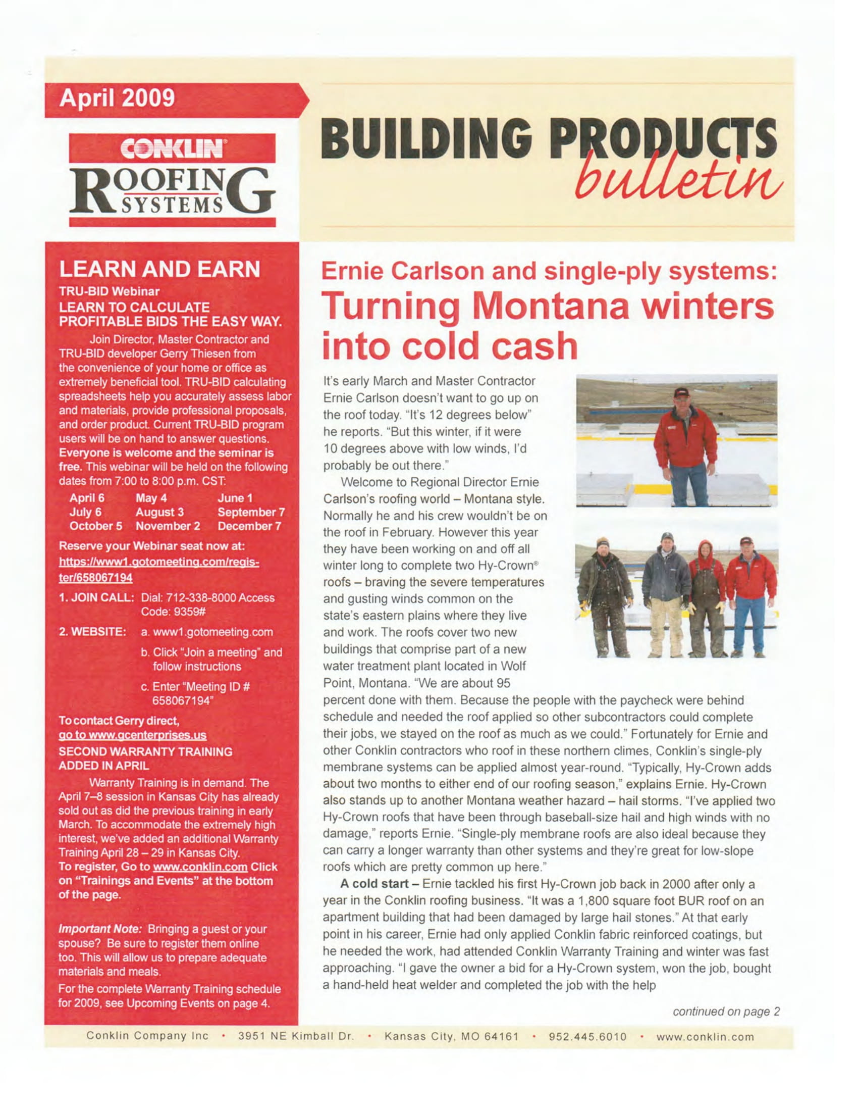 Conklin Commercial Roofing Systems Newsletter
