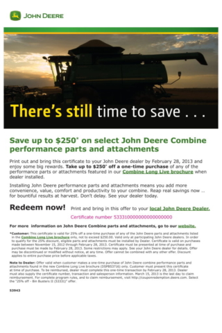 John Deere email parts