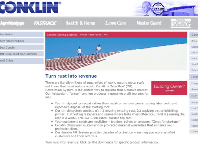 Conklin Commercial Roofing Systems Web Page