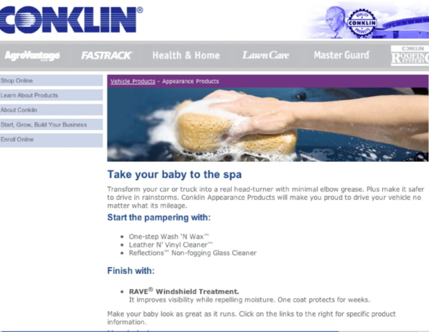 Conklin Vehicle Products Web Page